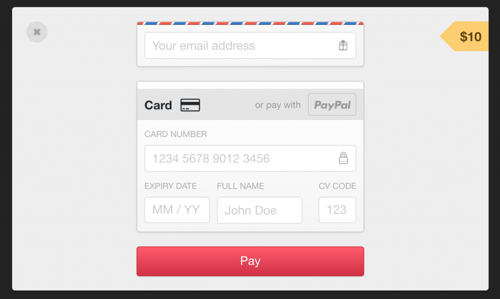 Gumroad's payment form is one step and only has five fields