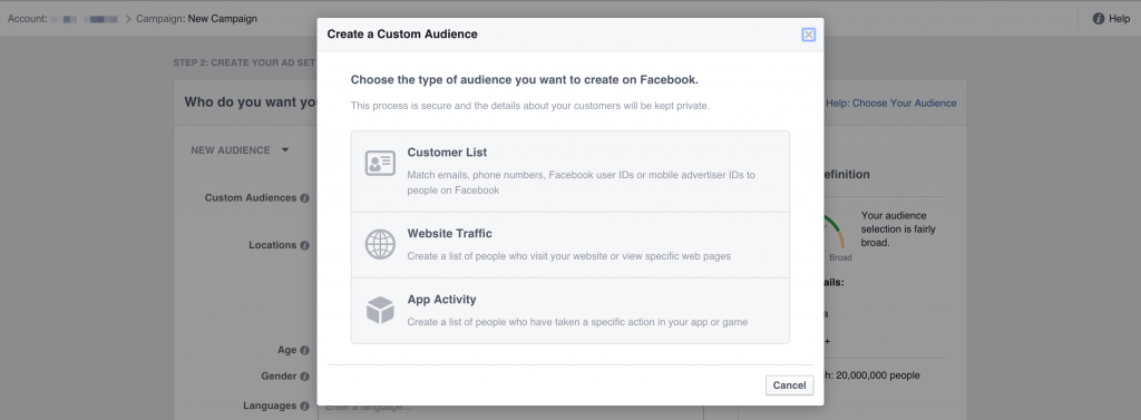 Facebook offers three types of retargeting