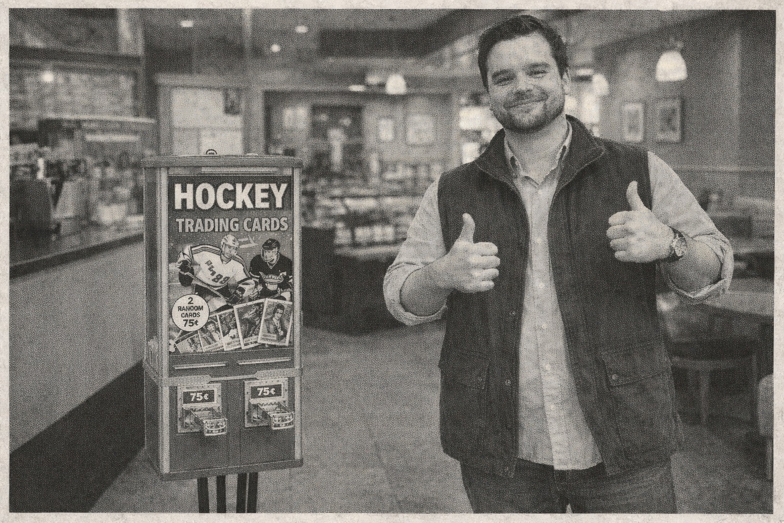Trading card vending machine business (newspaper clipping)