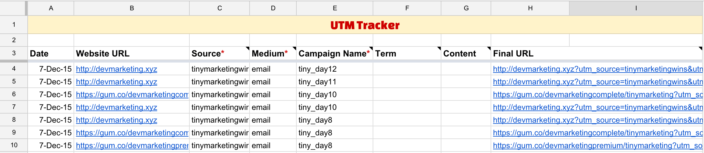 A copy of this UTM Tracker spreadsheet is included with this book